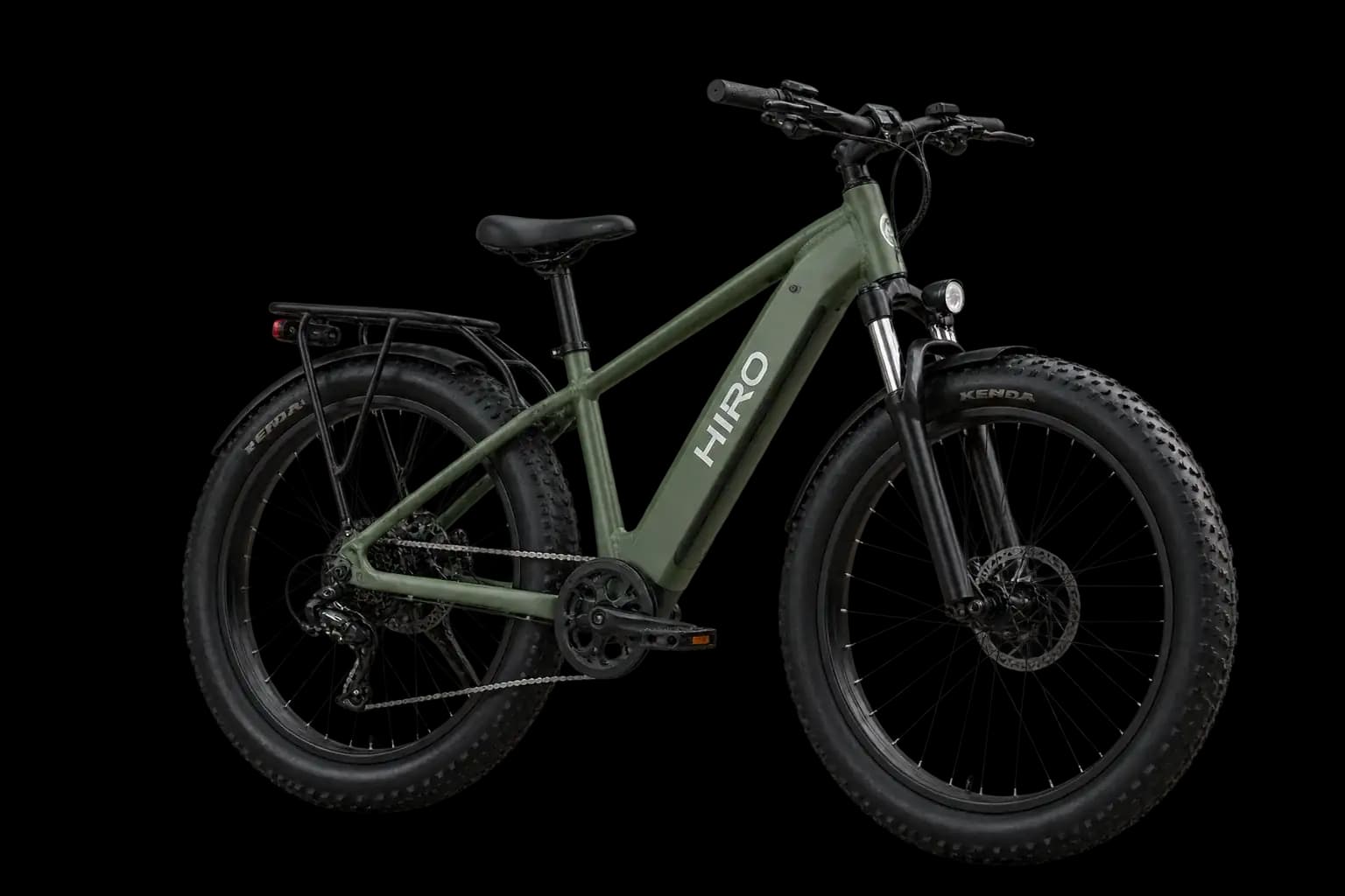 HIRO Trail electric bike in Forest Green with fat tires